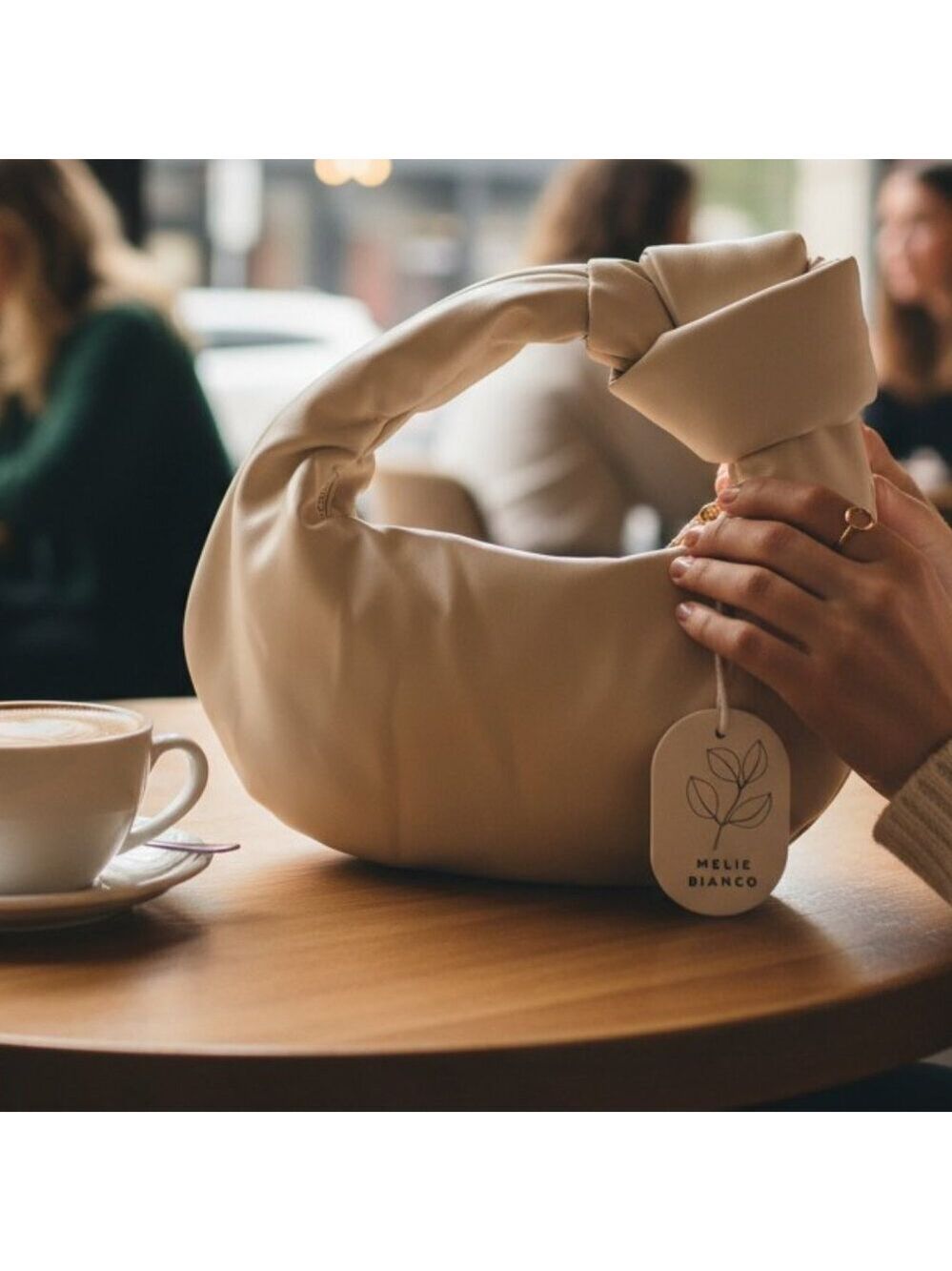 ✨Melie Bianco Knotted Hobo Shoulder Bag (NWT) – Soft Cream | Chic & On-Trend ✨